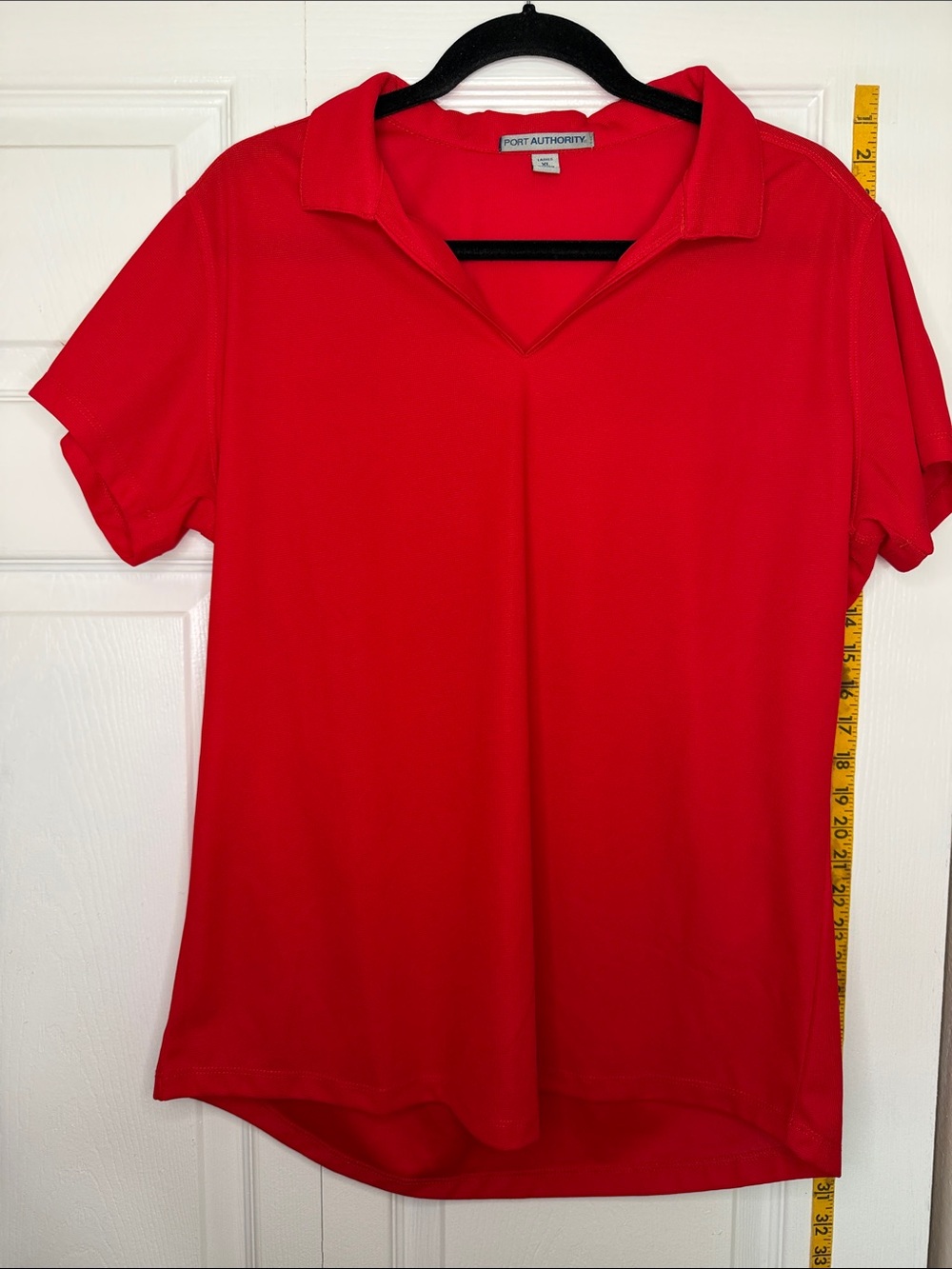 Port Authority Women’s Red V-Neck Short Sleeve Polo